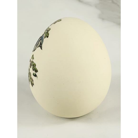 Paperweight Blue Jay Egg Bird Ceramic 2 3/4" Hand Painted Home Decor 90s Accent - Picture 4 of 12